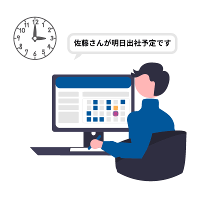 スマートホテリングを利⽤した田中課⻑の1⽇ 5